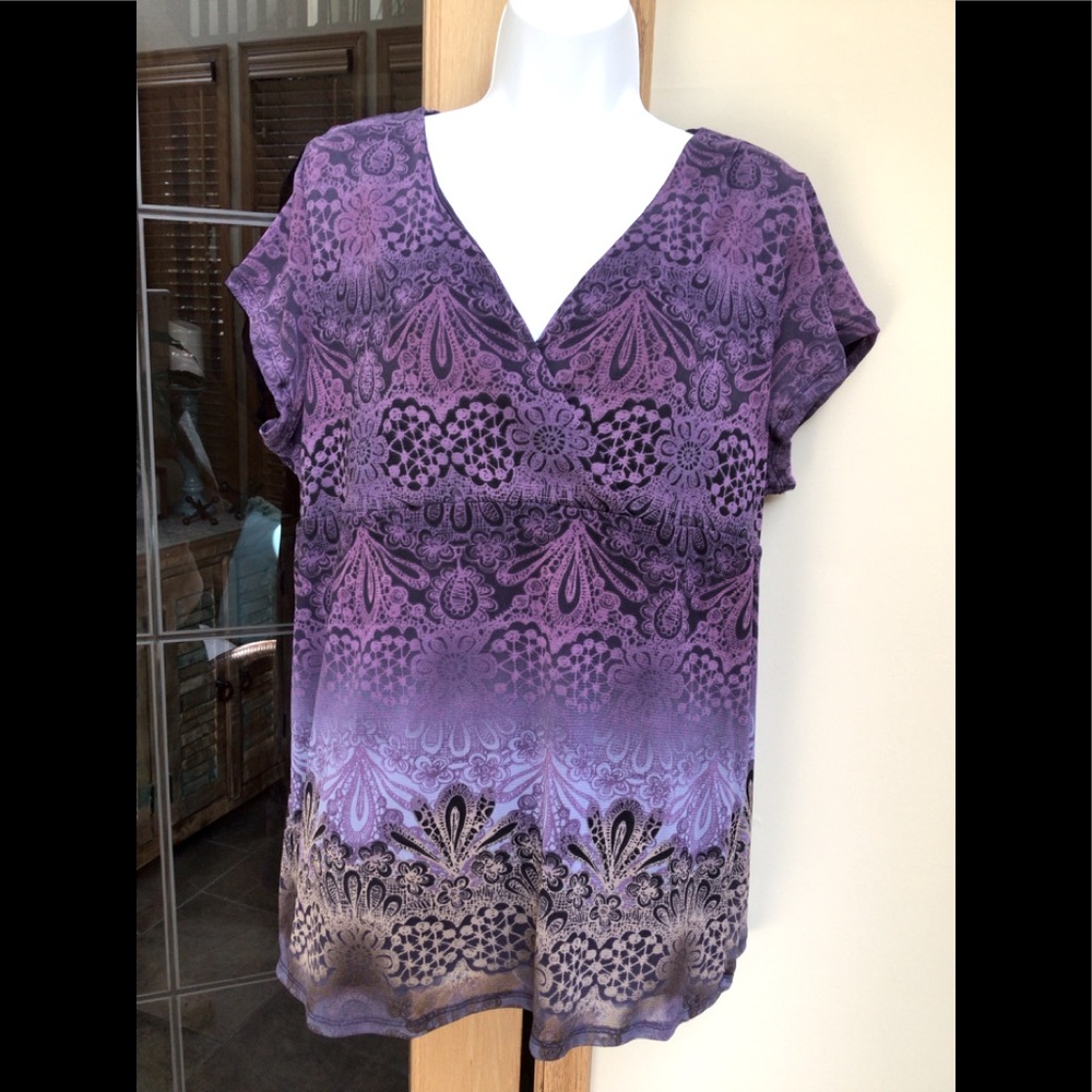 Liz Wear crossover sheer top with lining. EUC.